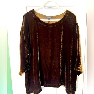 Eileen Fisher olive green velvet top